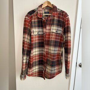 American Eagle Heavyweight Plaid Red Flannel Button Down Shirt Jacket Size XLT
